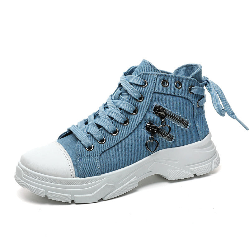Women’s High-Top Patchwork Denim Shoes