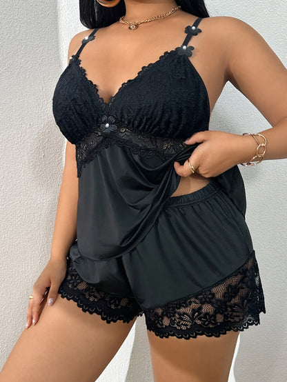 Lace Sexy Nightwear Camisole and Shorts Set