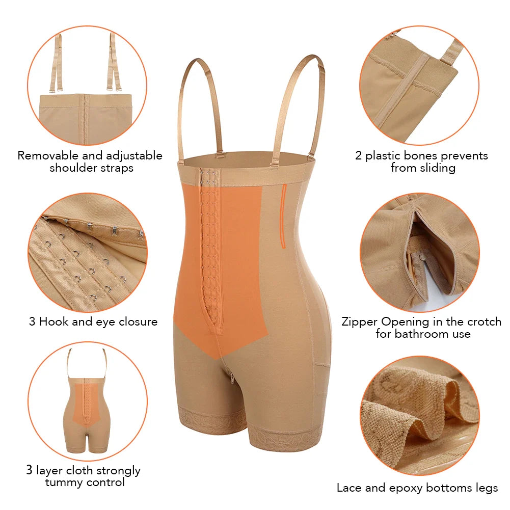 Firm Tummy Compression Bodysuit Shaper with Butt Lifter