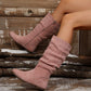 Women's Mid-Calf Ankle Boots with Pleated Design