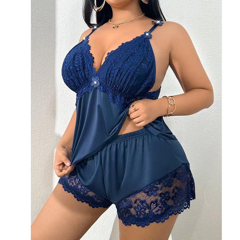 Lace Sexy Nightwear Camisole and Shorts Set
