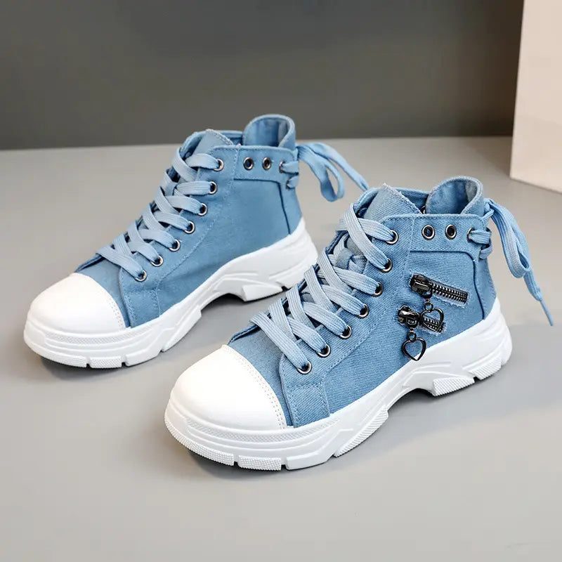 Women’s High-Top Patchwork Denim Shoes