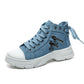 Women’s High-Top Patchwork Denim Shoes