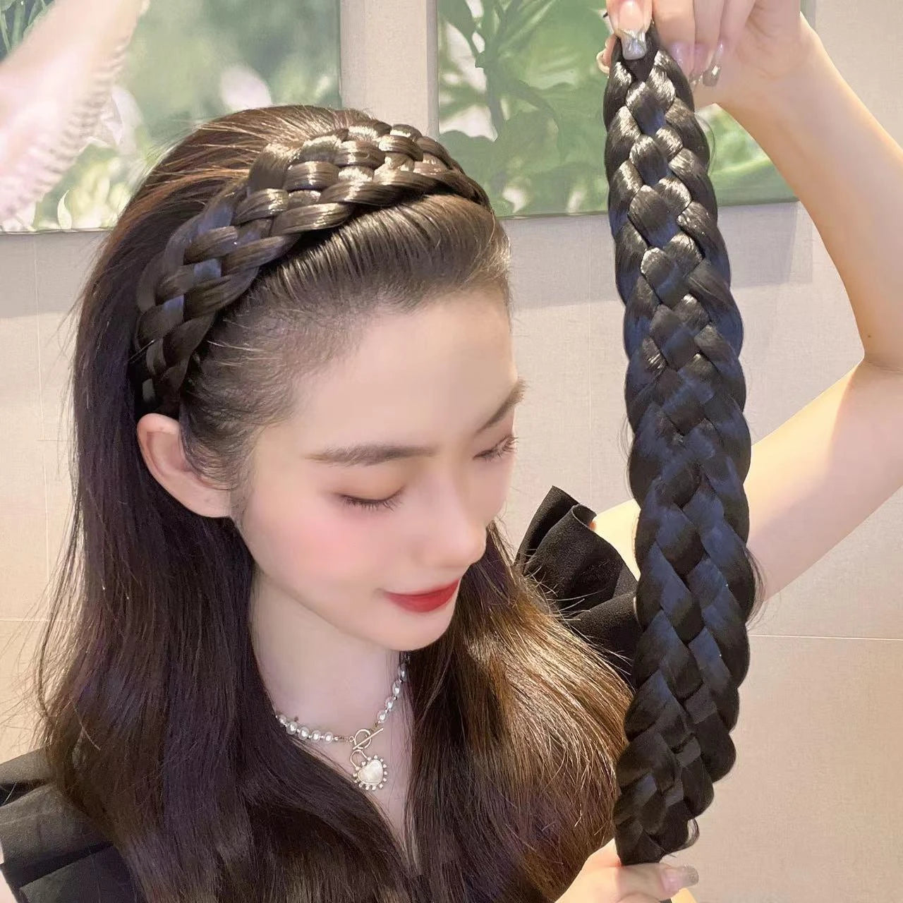Fishbone Braids Hairbands(2 PCS/PACK-1 Black & 1 Dark Brown)