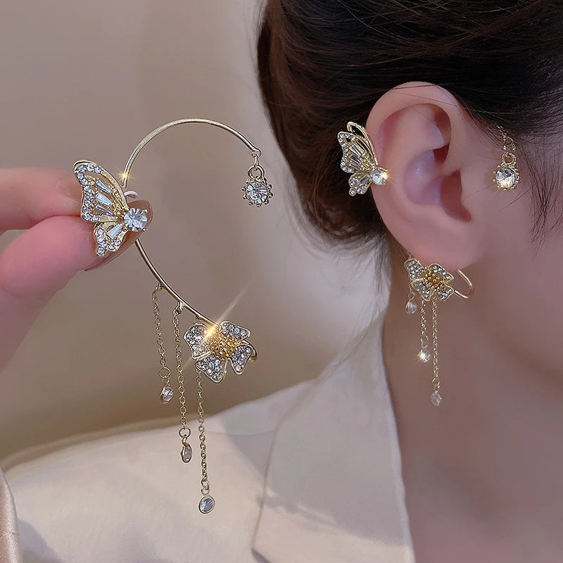 Zircon Flower Butterfly Ear Clip (Hot sale)